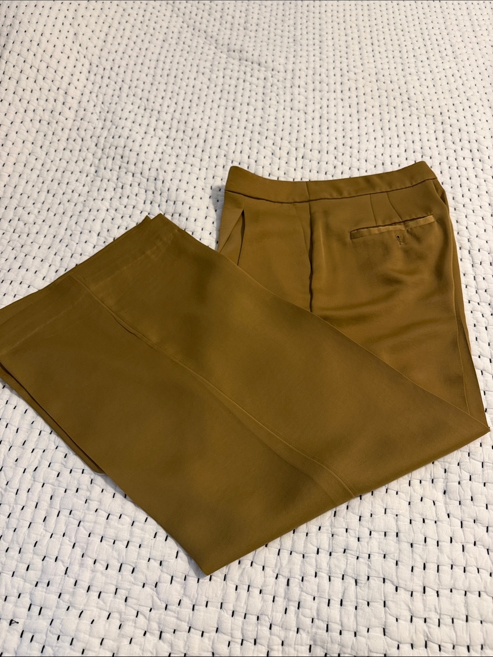 Golden Silky Wide Leg Dress Pants